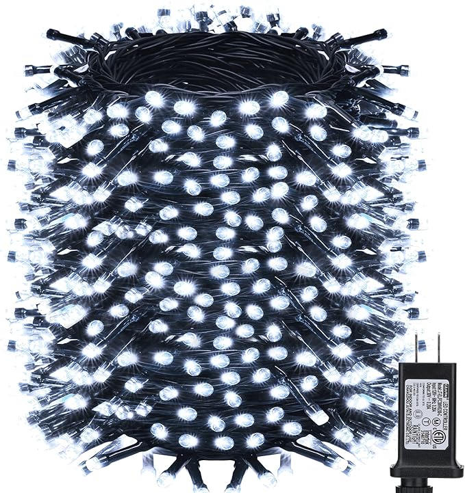 Toodour Christmas Lights Outdoor, 213ft 600 LED String Lights, Timer, Waterproof 8 Modes Outdoor Christmas String Light - Twinkle Light for Tree Home Garden Yard Wedding Party Xmas Decor(White)