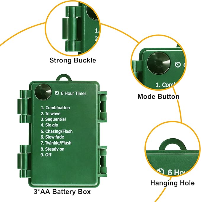 Battery Operated Christmas Lights 33 FT 100 LED Mini String Lights with Timer and 8 Modes for Gardens Courtyards Trees Warm White 2 Pack
