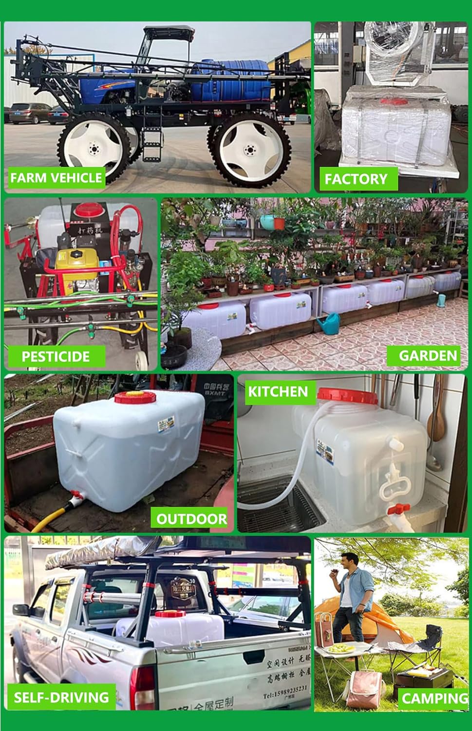 Water Storage Tank for Camping, Plastic Water Containers with Spigot for Emergency Water Storage Household Outdoor Camping Hiking Self-Driving Tour(Size:200L/53gallon)