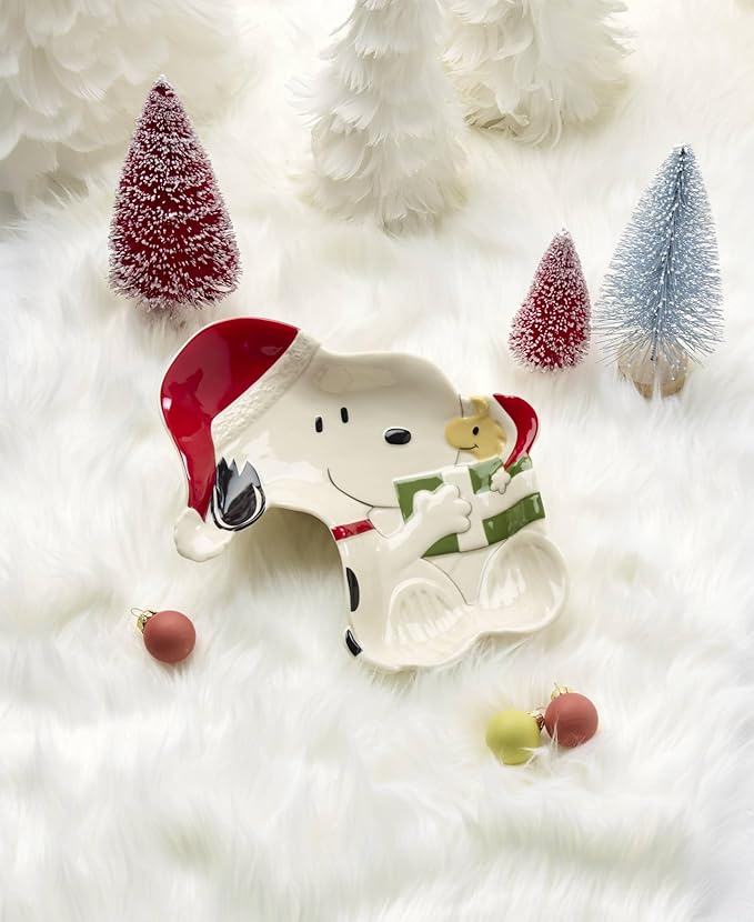 Lenox 896323 Snoopy Christmas Candy Dish, Holiday Hosting