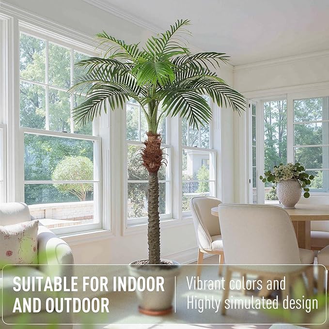 2 PCS Fake Palm Tree 7 FT,Tall Artificial Palm Trees for Outdoor Indoor Decor,Faux Phoenix Palm Plants for Outside Patio Pool Coastal Home Office Living Room