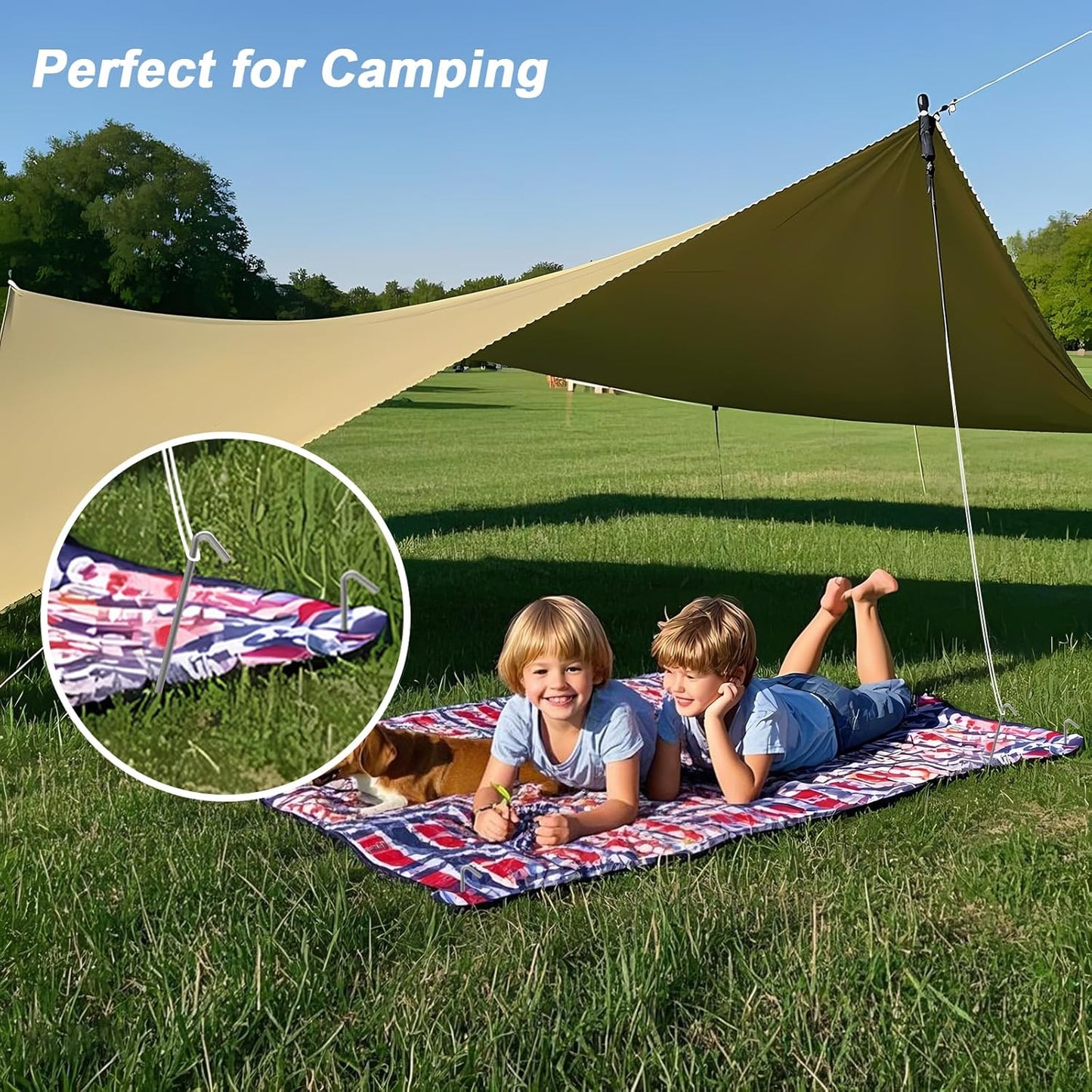 AAGUT Tent Stakes, Tent Stakes Metal Garden Edging Fence Hooks Yard Camping Stake Heavy Duty Galvanized 9 Inch 6 Gauge Tent Pegs for Tarp, Inflatable, Outdoor Christmas Decorations, 25 Pack