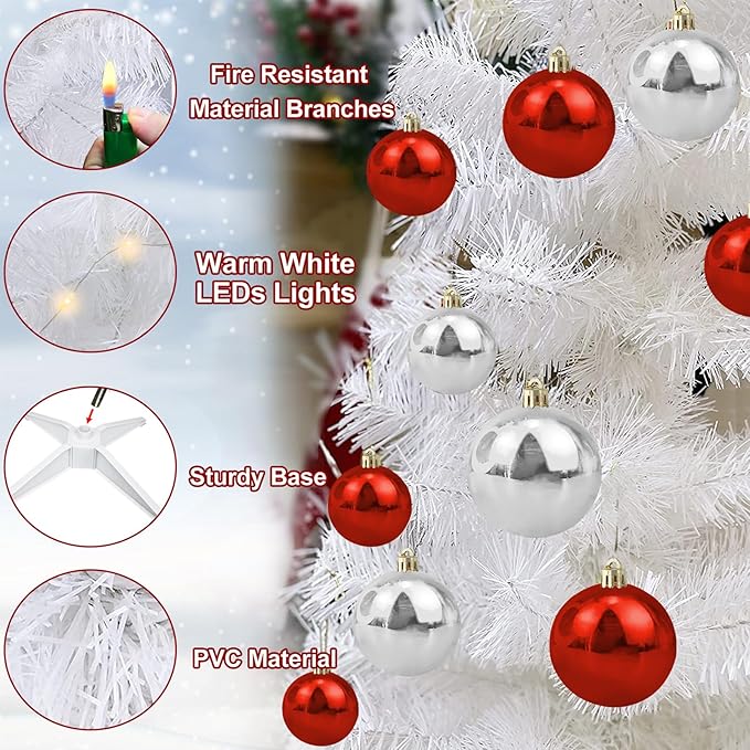 4 Ft Christmas Tree Remote Control 8 Modes Dual Color Change Timer 100 Warm White&Colored Lights 18 Christmas Ball Ornaments 3D Star Battery Operated Small Xmas Tree Table Indoor Holiday Party Decor