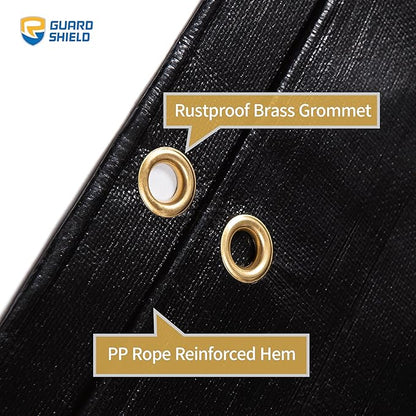 GUARD SHIELD Extreme Heavy Duty Black Poly Tarp 10x20 Feet Cover Waterproof Tarps 20mil Thick UV and Tear Resistant Tarpaulin