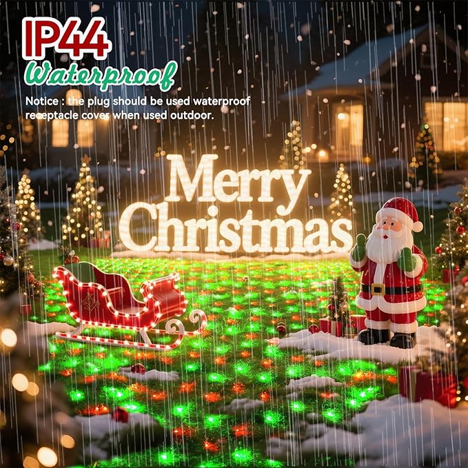 LitHome 21FT x 5FT Christmas Net Lights Outdoor, 360 LED Red Green Bush Lights with 8 Modes, Connectable Waterproof Net Mesh Light Dark Green Wire for Bushes Shrubs Outdoor Christmas Holiday Decor