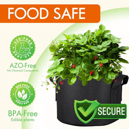 Gardzen 10-Pack 10 Gallon Grow Bags, 300G Thickened Aeration Fabric Pots with Handles, Heavy Duty Cloth Pots for Plants