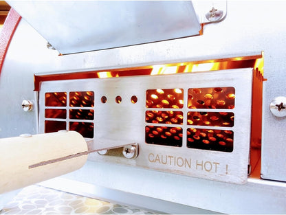 Le Peppe Portable Wood-Fired 12in Pizza Oven - Up to 900 Degrees in Minutes - Wood Chunks, Chips, Pellets and Charcoal - Double-Walled Steel with Fire Blanket Insulation - Red