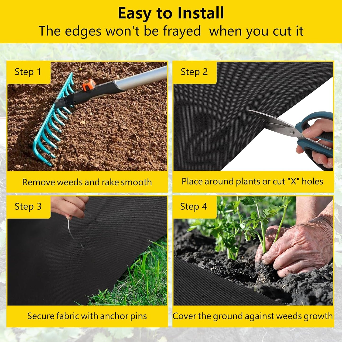 4ft x 250 ft Weed Barrier Landscape Fabric, Premium Non-Woven 1.8oz Ground Cover Weed Block Gardening Mat, Easy Setup & Superior Weed Control, for Erosion Control, Weed Block, Ground Cover