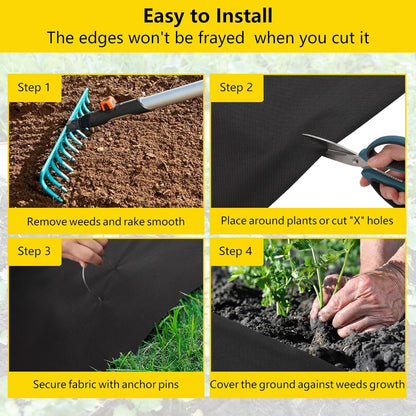 4ft x 250 ft Weed Barrier Landscape Fabric, Premium Non-Woven 1.8oz Ground Cover Weed Block Gardening Mat, Easy Setup & Superior Weed Control, for Erosion Control, Weed Block, Ground Cover
