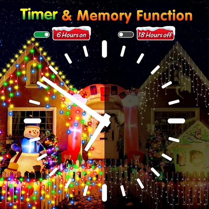 52FT Christmas Lights Outdoor, 512 LED Outdoor String Lights Waterproof Plug in with 8 Modes & Timer, Christmas String Lights for Tree Party, Garden, Holiday Decorations（Multicolor）