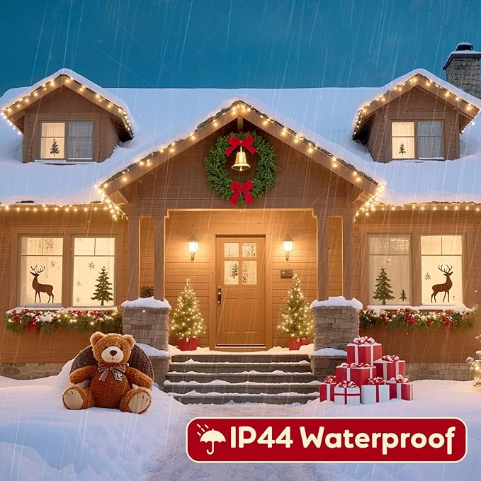 Hishine 164FT 1000LED Christmas Lights Outdoor String Lights Indoor 8 Modes Waterproof Plug in Christmas Tree Light for Holiday, Warm White