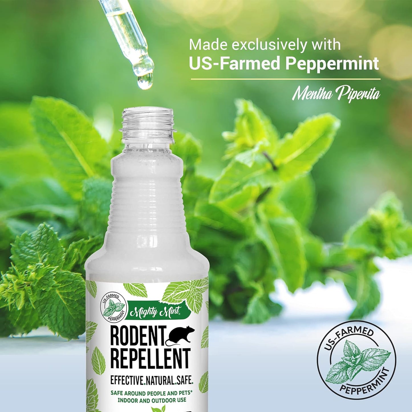 Mighty Mint Peppermint Oil Rodent Repellent Spray – Natural Indoor & Outdoor Control for Mice and Rats – Plant-Based, Extra-Strong Formula - 16 oz