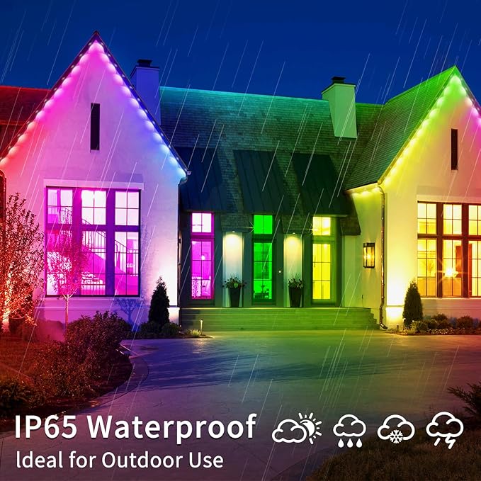 Permanent Outdoor Lights 200ft Smart Outside RGB LED Christmas Light, App Control Remote IP67 Waterproof Eternity Eaves Lighting for Halloween，House，Patio Decor ，Garden Decor, Decorations