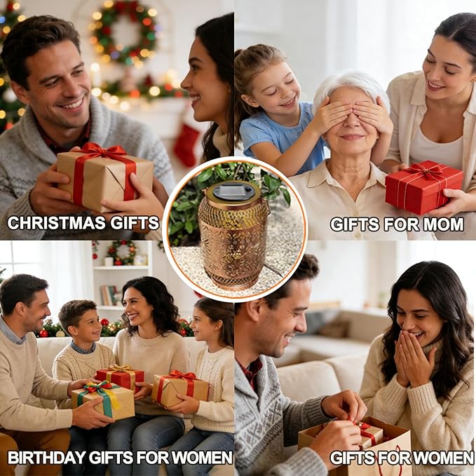 Solar Lantern Outdoor Waterproof,Birthday Gifts for Women Mom Grandma,Hummingbird Garden Decor,Metal Hanging Solar Lights Decorative for Christmas,Thanksgiving,Backyard,Patio,Porch,Lawn