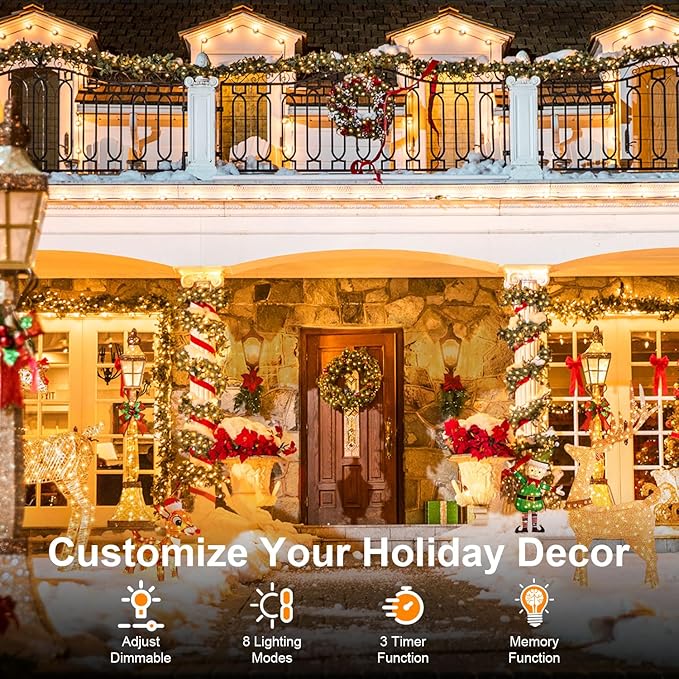 125FT 380 String Lights Indoor Outdoor Clear Wire, Plug in Christmas String Lights Connectable, Timer & Memory, Waterproof Twinkle Tree Light for Indoor Outdoor Classroom Patio Yard Holiday Decoration