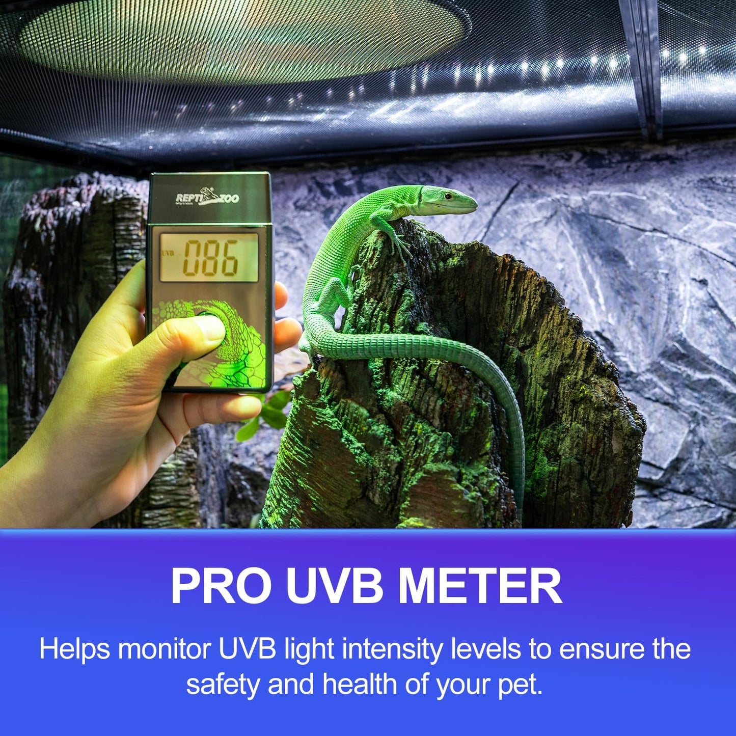 REPTI ZOO UVB Index Meter Handheld Reptile Lamp UV Detector, Digital UVB Tester Reptile Accessories for Lamp Bulb Testing