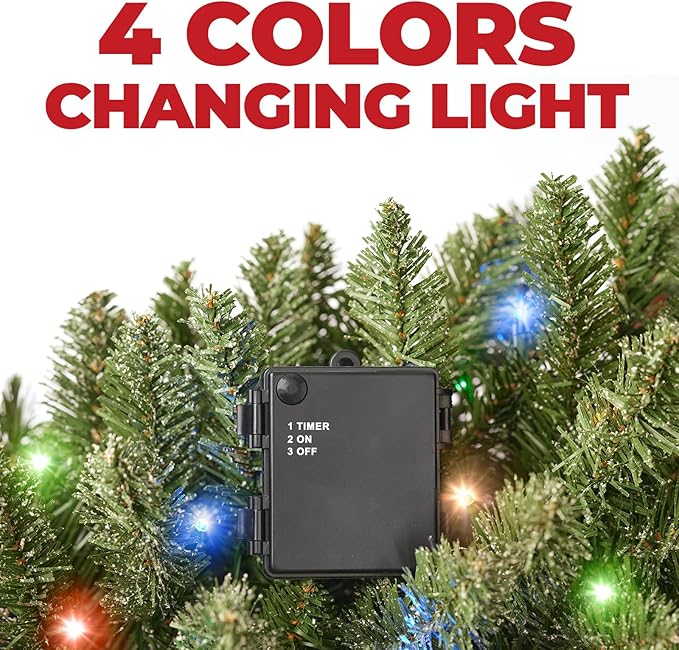 3FT Mini Christmas Tree,Tabletop Christmas Tree with Cloth Bag Base and Colorful LED Light, Snow Flocked Artificial Tree Christmas Decorative for Outdoor & Indoor 21.65"D x 21.65"W x 36"H