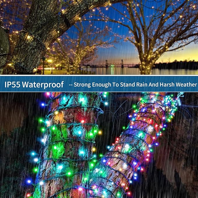 Christmas String Lights End-to-End Plug 8 Modes 108FT 300 LED IP55 Outdoor Waterproof UL Certificated Indoor Fairy Lights Garden Wedding Christma Trees Parties Decoration