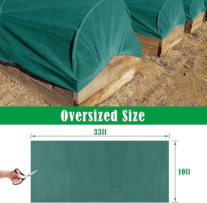 UQM 10 X 33 Ft Plant Covers Freeze Protection, 1.9oz/Yd² Thickened Frost Cloths Blankets for Outdoor Plants, Frost Protection Plant Cover for Winter Vegetables Plants Raised Bed