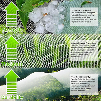 Garden Pest Barrier Netting, Insect Barrier Thickened Mesh Net Plant Covers 10x10Ft Ultra Fine Protection Netting for Vegetable Fruits Crops Row Cover Strawberry Raised Bed Bugs Out Screen Net