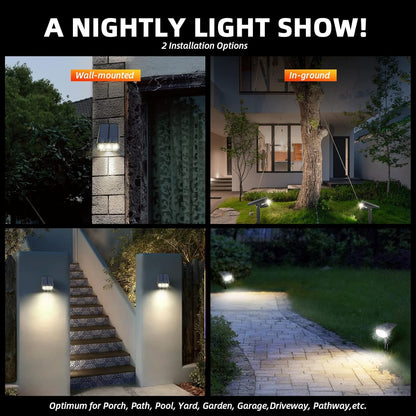Solar Lights Outdoor Waterproof Landscape Lights, 40 LEDs Solar Spot Light Outdoor Spotlights with 3 Light Modes, USB & Solar Powered Garden Yard Wall Lights Auto On/Off for Patio 6 Pack