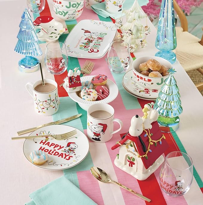 Lenox 896894 Snoopy Christmas Glass Tumblers, Set of 4, Assorted