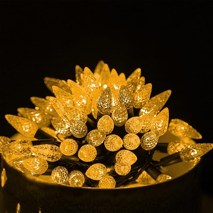 Dazzle Bright C6 Christmas String Lights, 100 LED 33 FT Outdoor Christmas Lights Waterproof Connectable, 8 Modes Lights for Indoor Outdoor Home Garden Yard Xmas Tree Decorations (Warm White)