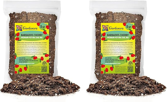 Gardenera Barbados Cherry Plant Potting Soil - All-Natural Blend for Thriving Cherry Plants - Boosts Root Health and Flavorful Harvests - 10 Quart