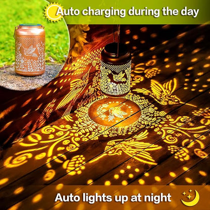 Hummingbird Solar Lanterns Outdoor Hanging Waterproof Solar Lights Hummingbird Gifts for Women Men Metal Bird Decorative LED Lanterns for Outside, Patio, Landscape, Yard Decor, Garden Decorations