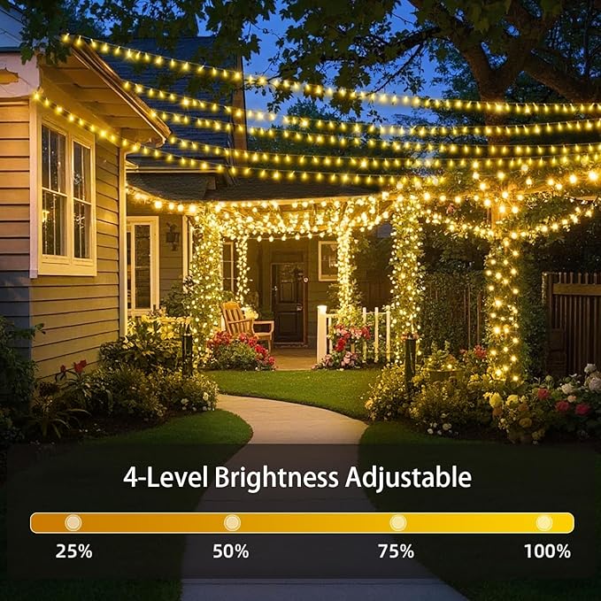 552 FT 1400 LED Christmas Lights Outdoor Decorations Super Long Fairy String Waterproof 8 Modes Timer Clear Wire for Outside House Tree Patio Yard Wedding Party Holiday-Warm White
