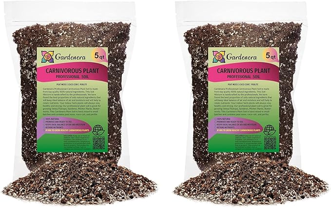 Gardenera Professional Carnivorous Plant Soil - Ready to Use for Venus Flytraps, Sundews, Pitcher Plants, Butterworts | Peat Moss, Coco Coir, Perlite - 10 Quart