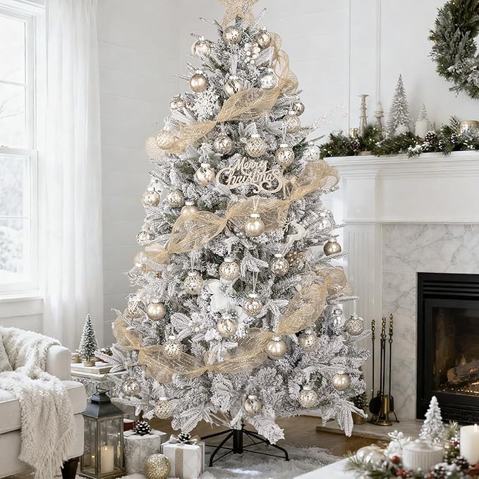 Ouddy Decor 36 Pcs Clear Christmas Ball Ornaments, 2.36" Shatterproof Champagne Plastic Christmas Ornaments Set Decorative Hanging Transparent Baubles for Xmas Tree Holiday Party Decor, Champagne