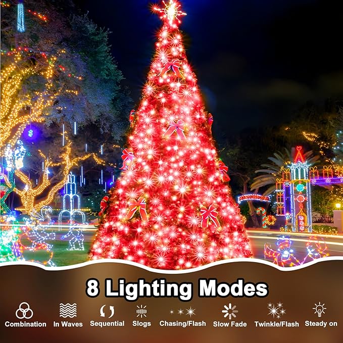 393 FT 1000 LED String Lights Outdoor Indoor, Christams String Lights Waterproof 8 Modes & Timer, Fairy Lights Plug in for Bedroom, Weeding, Patio, Party, Holiday,Christmas Decor (Red)