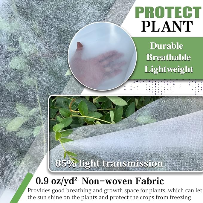 Plant Covers Freeze Protection, 10FT x 50FT 0.9oz Reusable Frost Cloth Plant Blankets Floating Row Cover for Garden Clod Winter Frost Sun Pest Protection