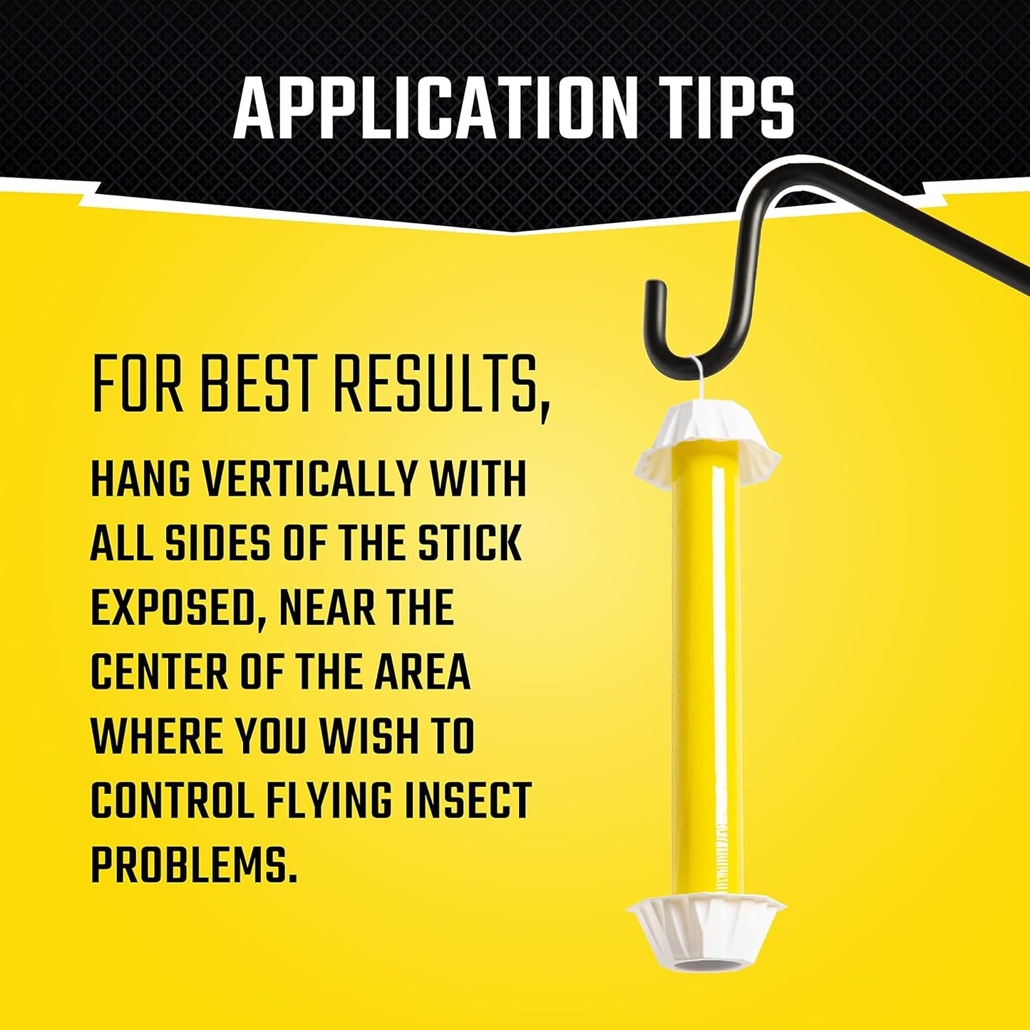 Black Flag Fly Stick, Trap Houseflies and Flying Insects, Pack of 6