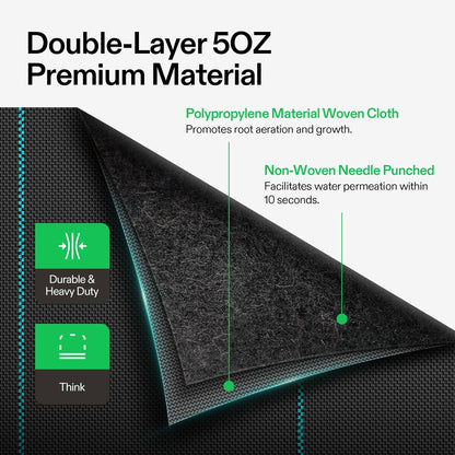 VIVOSUN Premium Weed Barrier Landscape Fabric Heavy Duty, 6ftx300ft 5oz Double-Layered Weed Control Mat with High Permeability, Commercial Ground Cover, Easy Set up & Superior Weed Control