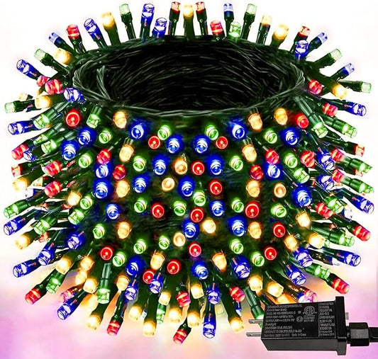 Upgraded 264FT 800 LED Christmas Lights Outdoor Indoor, Xmas Green Wire Plug In String Lights with Memory & Timer & 8 Modes, Waterproof Fairy Light for Tree Party Garden Christmas Decor (Multicolor)