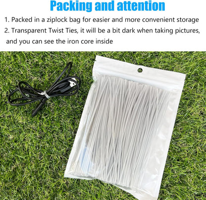 500 Pack 6 Inch Clear Plastic Twist Ties - Reusable Twisty Ties for Cords, Garbage Bags, Gardening and More - Durable, Flexible and Coated for Long-Lasting Use