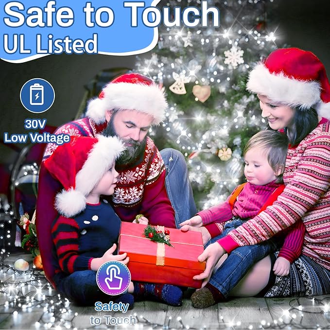 Christmas Lights 1000LED 98FT Waterproof Outdoor Timer 8 Modes Twinkle Fairy Lights LED String Lights Indoor Christmas Tree Lights for Wedding Party Yard House Decor (Cool White)