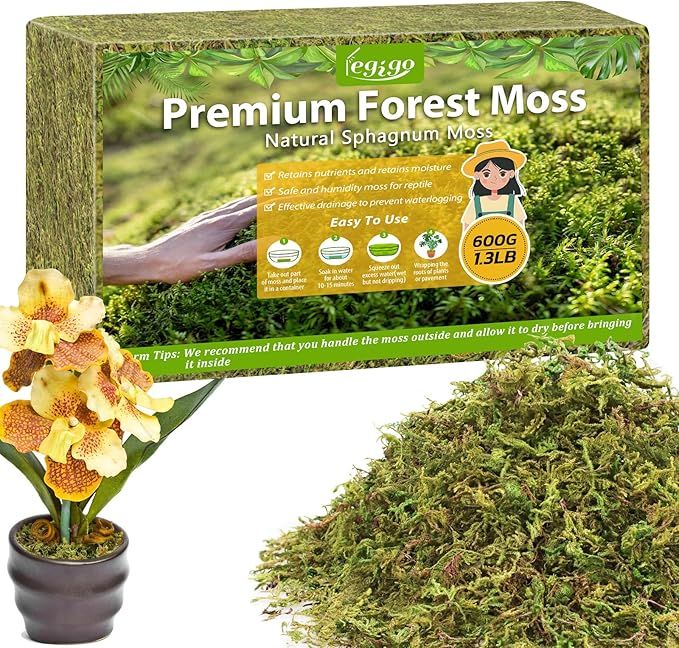 Legigo 1.3LBS Premium Forest Moss for Plants, 25 QT Natural Green Sphagnum Moss for Potted Plants, Dried Orchid Moss Potting Mix, Soft Real Moss Decorative for Houseplants Orchids Succulents Reptiles