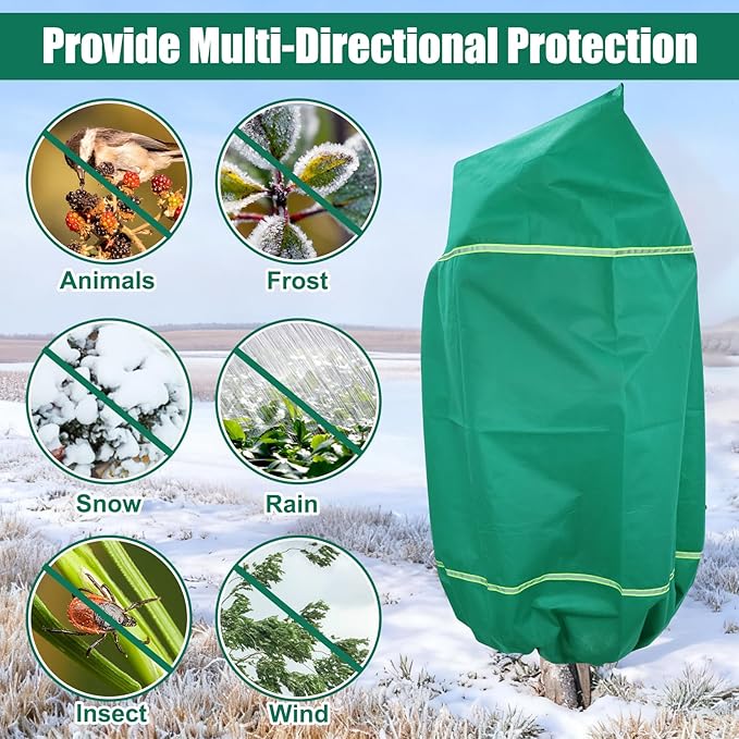 IC ICLOVER Plant Covers Freeze Protection for Winter, 78"x94" Large Frost Blankets for Outdoor Plants with Zipper Drawstring, Plant Freeze Protection Tree Cover Bags Cloth for Shrub Bush Fruit Potted