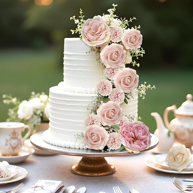 Artificial Flowers Pink Wedding Flowers Silk Flowers with Stems Fake Cake Flowers for Wedding Bouquets Centerpieces Spring Decor Baby Shower Decoration