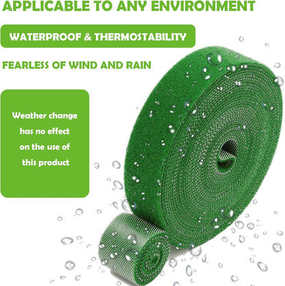 Green Garden Ties|Plant Ties for Climbing Plants 100 feet x1/2‘’in 3 Rolls|Plant Supports for Effective Growing Strong |Green-Recycled Plastic Garden Twine & Twist Ties for Tomato Stakes