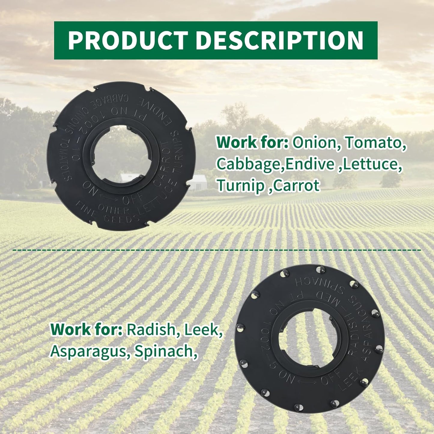 60009 Set 6 Standard Seed Plates Compatible with Earthway 1001-B Seeder,Works for: Sweet Corn, Radish, Leek, Asparagus, Spinach, Carrot, Lettuce, Turnip, Cabbage, Endive,Onion, Tomato, Bean