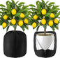 2 Pcs Plant Pot Covers for Winter Large Potted Plant Freeze Protection Cover Frost Jacket with Zipper Drawstring to Keep Outdoor Plants Flowers Shrubs Trees Warm (25.6" D x 19.7" H - Black)