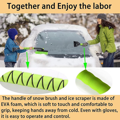 25" Snow Brush & Ice Scraper for Car Windshield, Detachable Snow Scrapers with Foam Grip for Cars, Trucks, SUVs