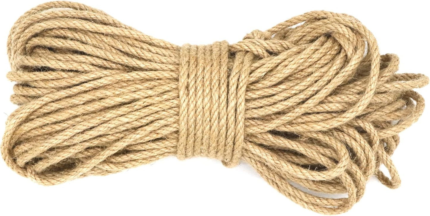 6mm x 250 Feet Natural Jute Rope, Twine for Gardening Tomato Climbing Plant Tie Floristry Crafts Gift Wrapping Packing Decor