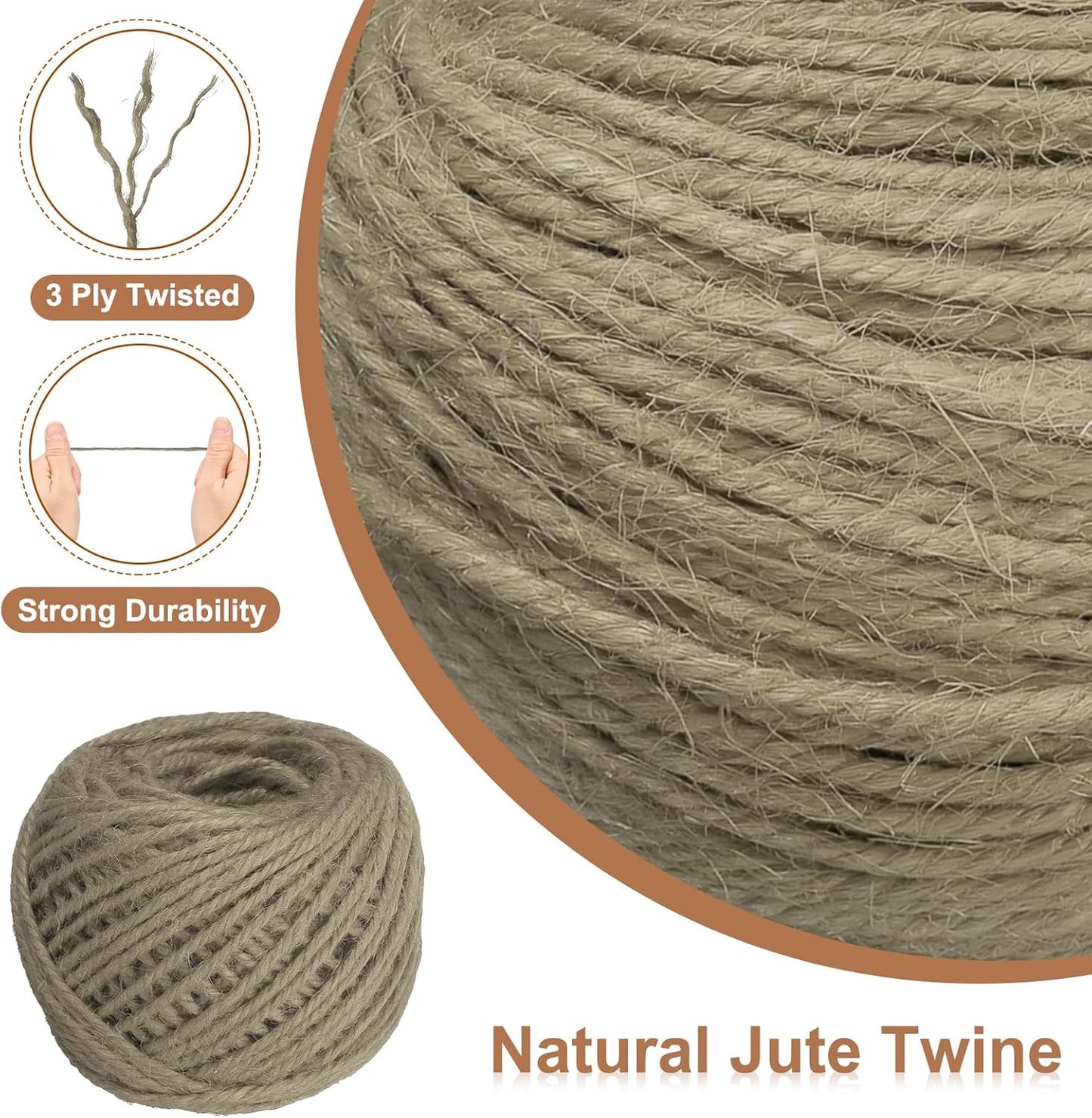 uxcell 164 Feet Natural Jute Twine String,3mm Thin Garden Twine Rope Colored Plant String Cord for DIY Art Crafts Gift Wrapping Decoration Packing Gardening Plant Hanger,Beige