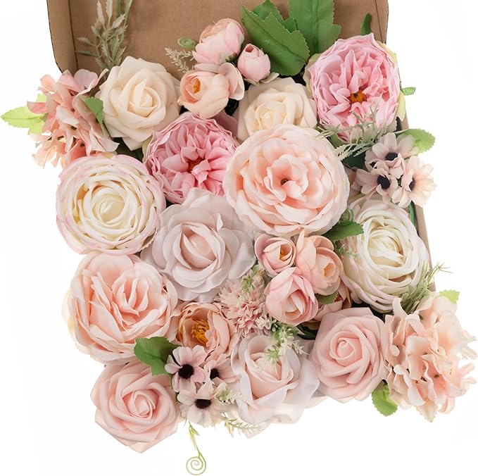 Artificial Flowers Pink Wedding Flowers Silk Flowers with Stems Fake Cake Flowers for Wedding Bouquets Centerpieces Spring Decor Baby Shower Decoration