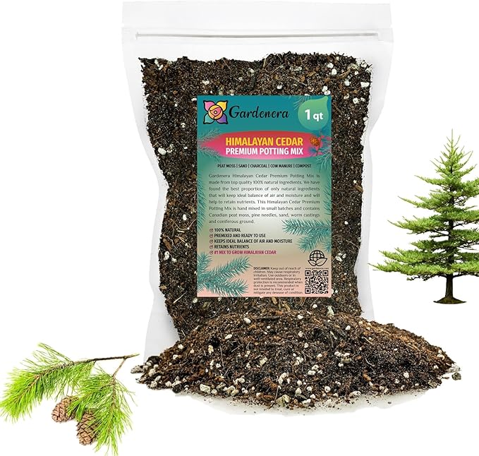 Gardenera Premium Himalayan Cedar Potting Soil Mix - Perfect Balance of Nutrients, Drainage, and Aeration for Healthy Cedar Trees - 1 Quart